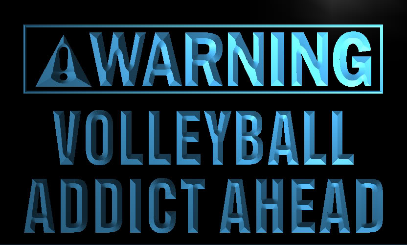 Warning Volleyball Addicted Ahead Neon Sign